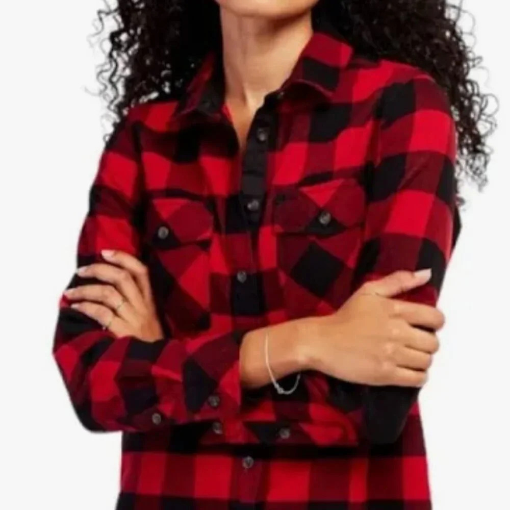 Red and Black Plaid Women's Shirt, Roots, Size S - Picture 1 of 4
